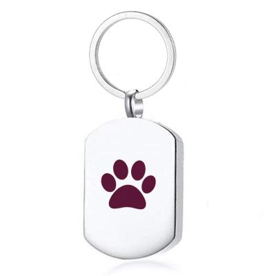 China Paw Print Cremation Jewelry punk for ashes memorial keepsake main chain key chain for pet/cat/dog's ashes for sale