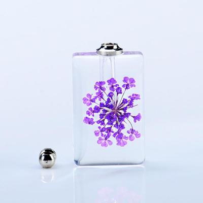 China 17 Patterns Fashionable Mini Transparent Square Glass Dried Flower Crystal Perfume Bottle Necklace Cremation Pendant Jewelry for sale