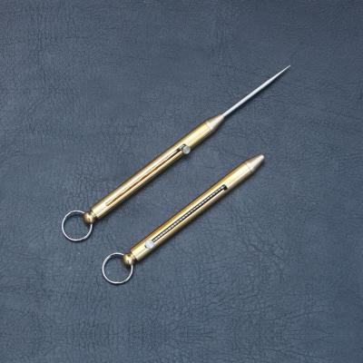 China 2019 Viable Titanium Alloy Spring Design Push-Pull Toothpick With Stand Fruit Ultra Light EDC Titani Portable Multifunctional Fork for sale