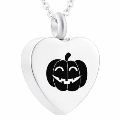 China CLASSIC Stainless Steel Heart Cremation Urn Memroial Cremates Head Pendant Jewelry Halloween Pumpkin Smiley Necklace Keepsake for sale