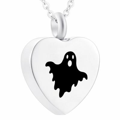 China CLASSIC Cremation Urn Heart Pendant For Halloween Ghost Jewelry Stainless Steel Memorial Keepsake Necklace for sale