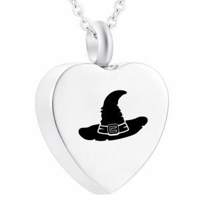 China CLASSIC Heart Ashes Keepsake Halloween Witch Hat Stainless Steel Necklace Cremtion Hanging Urn With Sufficiency Kit Velvet Bag for sale