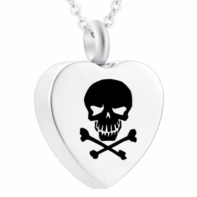 China CLASSIC Heart Ashes Pendant For Halloween Skull Cremation Ashes Jewelry Stainless Steel Memorial Pendant With Fill Kit for sale