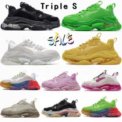 China Original Chunky Retro Dad Shoe Original Sneaker Luxury Comfortable Original Track Sport Shoes Mens Triple S Dad Shoes Sneakers Vintage Thick Bottom Flat for sale