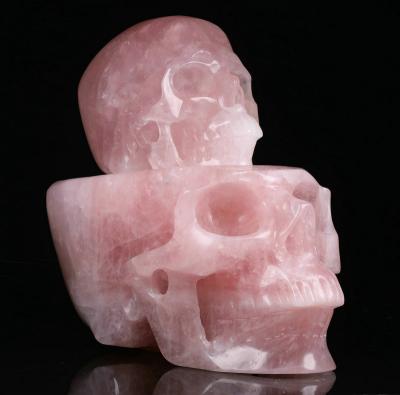 China Mr. Skull China Wholesale 8.0 Inch Rose Quartz Skulls Healing Crystals Crystal Ashtray for sale