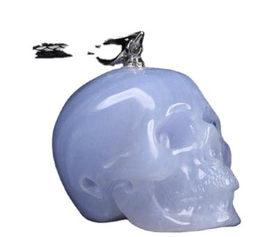 China China Mr. Skull 2.0 Inches Gemstone Natural Skulls Crystals Healing Crystals Necklaces Pendant Jewelry Skull On Sale for sale