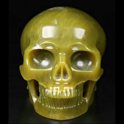 China China Natural 5.0inch Lemon Stone Crystal Skulls Hand Carved Crystal Skulls Home Decoration Crystal Skulls for sale