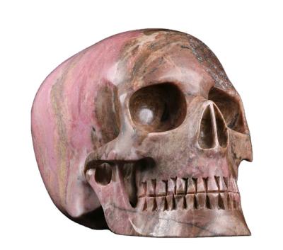 China China Mr. Skull Huge 5.0 Inch Rhodonite Pink Skulls Hand Cut Crystal Craft Carving Crystal Head Skulls Healing Crystals for sale