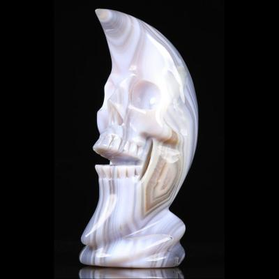 China China New Product Skulls 3.0 Inch Natural Agate Moon Song High Quality Crystal Carving Skulls For Home Decoration for sale