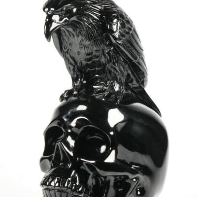 China Eagle Sculpture Hand Carving Healing Crystals Mr. Skull Wholesale High Quality Obsidian Skull Sculpture from China for sale