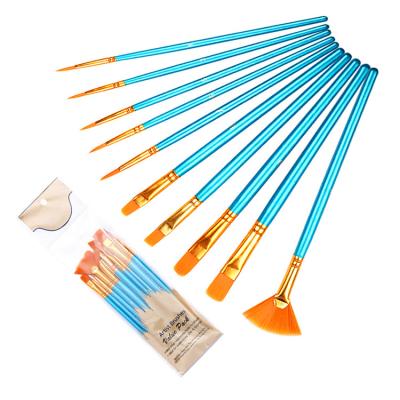 China Watercolor Paint Brushes Wholesale Watercolor Acrylic Paint Nylon Art Fan Shape 10 Pcs Brushes For Art Painting for sale