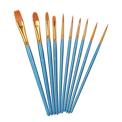 China 10pcs Watercolor Hair Oil Painting Supplies Acrylic Paint Brush Nylon Watercolor Artist Paint Brush CONDA for sale