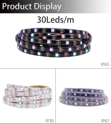 China Accessible RGB Led Strip DC5V WS2812B Individually Accessible RGB Led Strip, WS2812 Smart IC Led Strip Light, Black White PCB Waterproof IP30/65/67 for sale