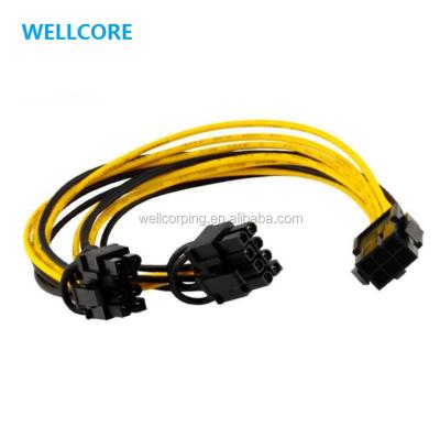 China Computer Graphics Card 6pin To Dual Splitter (6+2) 8pin Video Cards Power Power Supply Cable 18awg 20cm for sale