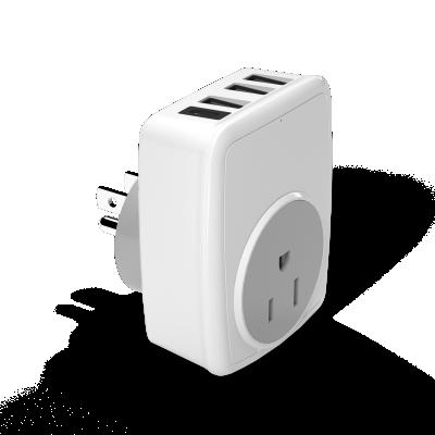 China Hot Sale 100-240V Residential/Multipurpose Wall Socket 4 USB Ports Travel Charger Power Outlet Adapter US Plug for sale