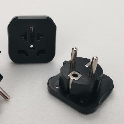 China Residential/General Purpose Wall Plug Standard Grounding Residential/General Purpose PC Black European Plug Adapter for sale