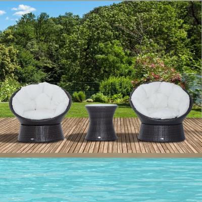 China Patio\Garden\Furniture Outdoor Rattan 3 PCS Patio Swivel Egg Chairs Rattan Leisure Chair for sale