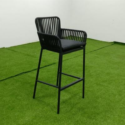 China Patio\Garden\Outdoor Black Bar Chair\Bar Rope Leg Metal Furniture Modern Design Handed Bar Chair for sale