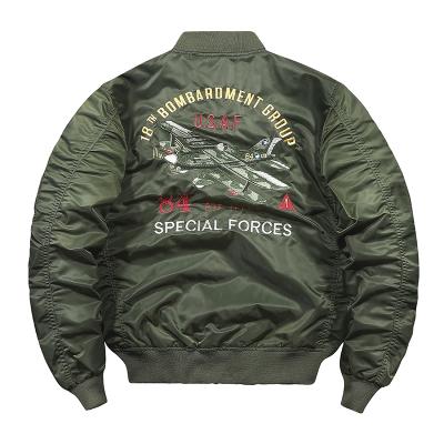 China Wholesale Custom Made Viable Jacket Black Air Force MA-1 Olive Green Bomber Jacket Satin Military Jacket for sale