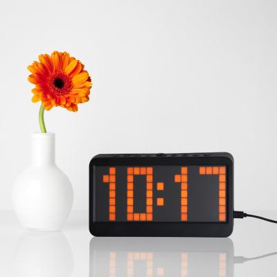 China New Product Minimalist Rectangular LED Clock With Dot Matrix Design Appearance Alarm Clock for sale