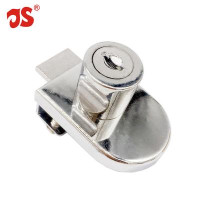 China JS Glass Lock Cabinet Swing Door Lock 408 Modern Zinc Alloy Furniture Frameless Glass Cabinet Door Lock for sale