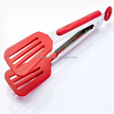 China Sustainable Kitchen Stainless Steel Silicone Food Clip Bread Clip BBQ Tongs for sale