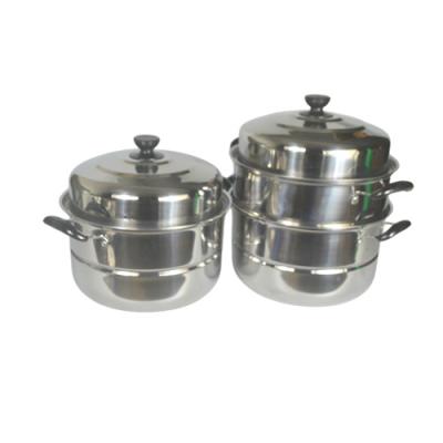 China Sustainable Hot Sale Stainless Steel Two Tier Double Handle Cooking Pot Steamer Set for sale