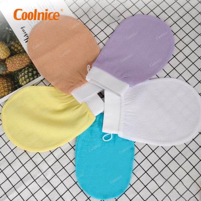 China EXFOLIATING 100& Natural Silk Exfoliating Glove Remove Dead Skin For Shower Custom LOGO Soft Exfoliating Gloves for sale