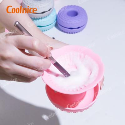 China Eco-friendly Multifunctional Make Up Washing Brush Drying Stand Silicone Makeup Cleaning Brush Scrubber Mat Portable Washing Tool Cosmetic Brush Cleaner Mat for sale