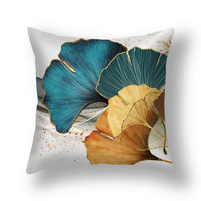 China New Product Anti-Static Plush Ginkgo Leaf Green Gold Green Gold Pillow Cover Cushion Cover Car Sofa Cushion Wholesale for sale