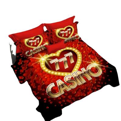 China Anti-pilling 3D Poker Card Bedding Set Luxury Comforter Cover Set Black 2/3PC Comforter Cover QueenSize With 1/2 Pillow Cases Game Quilt Cover for sale