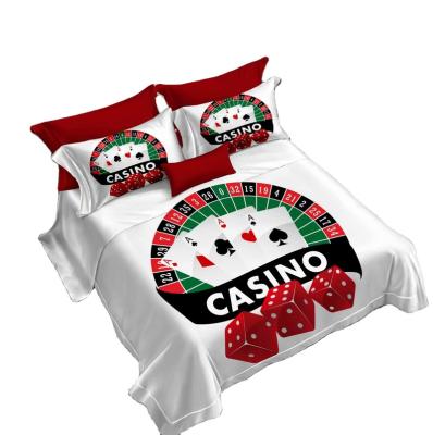 China Print Poker Pattern Anti-pilling Bedding Set King Queen Duvet Cover Soft Comfortable Pillowcase Bedroom Bedspread Set for sale