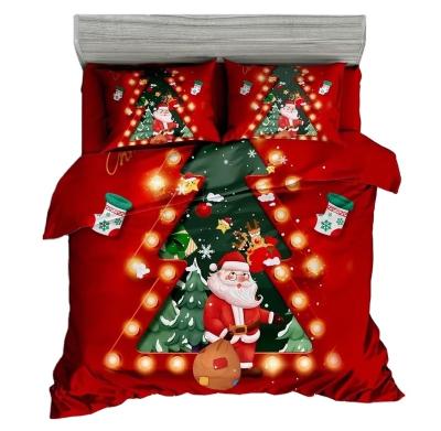 China Anti-pilling Chirstmas Duvet Cover Set Cartoon Happy Chirstmas Bedding Set Happy Santa Claus Quilt Set With Pillowcase for sale