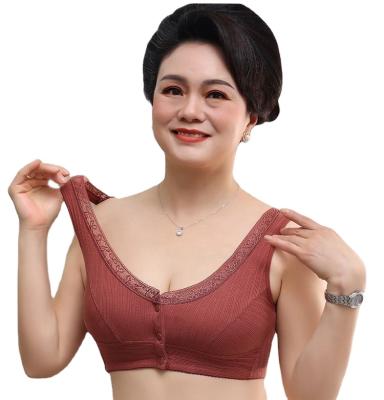 China Antibacterial Breastfeeding Bra Gather Front Buckle Bra Gathering Lace Front Buckle Breastfeeding Seamless Bra Tube Middle Ages And Older Underwear For Women for sale