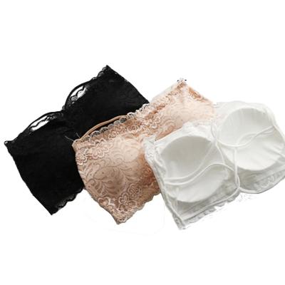 China Antibacterial Customize Lace Strapless Short Female Tube Top Halter Back Beauty Lingerie Underwear Bra for sale