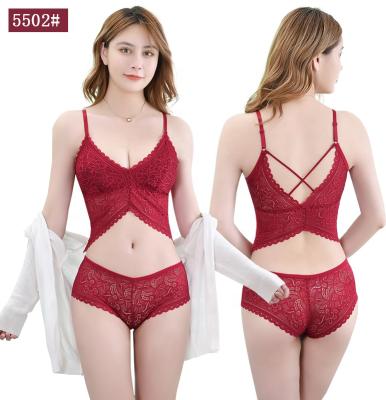 China Antibacterial Antibacterial Wireless Back Shockproof Wrap Version Adjustable V-Neck Gathering Bralette Cross Strap Bralette Women Lace Up Tube Top Set for sale