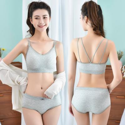 China New Latex Back Beauty Pad Cup Women Girl Chest Seamless Bra Set Antibacterial Wire Free Wrap Two Piece Top Bandeau Bra Set for sale