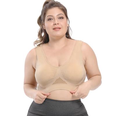 China New Antibacterial Breathable Holes Hollow Out Shockproof Plus Size Women Yoga Sports Back Seamless Beautiful Bra for sale