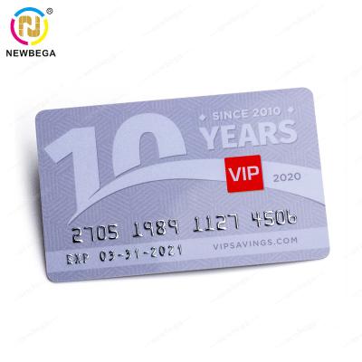 China Embossing Business Card/VIP/advertizing/publicity PVC Plastic Cards With Silver Tipping Business Card for sale