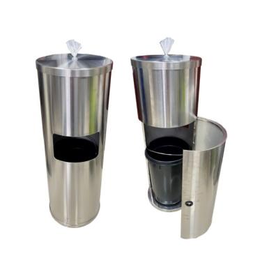 China Sustainable 2 In 1 Floor Standing Gym Wet Wipes Dispenser, With Plastic Wipes Roll Bucket And Trash Can for sale