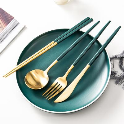 China Amazon Viable Success Logo Printing Knife Fork Spoon Custom Flatware 18/10 Cutlery Set for sale