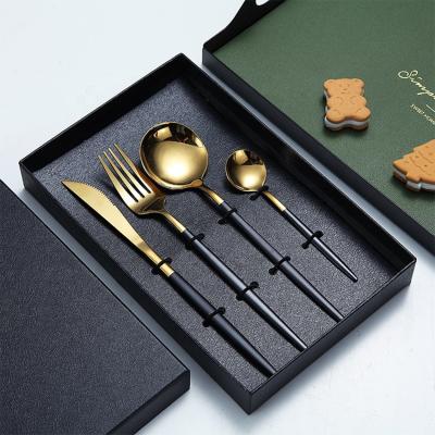 China Wedding Sustainable Reusable Elegant Stainless Steel Cutlery Set Gold Flatware Sets for sale