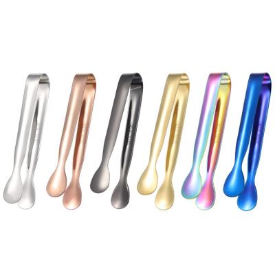 China Fancy type viable metal copper rose gold mini cube ice tongs sugar tongs for sale