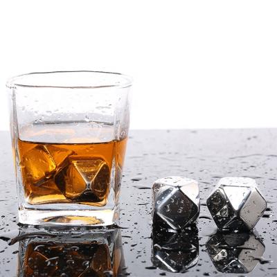 China 2021 Viable Reusable Ice Cube Set Metal Whiskey Stones Stainless Steel Ice Cubes for sale