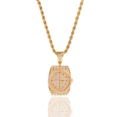 China Imported Full Diamond Zircon Personality Hip Hop Raw Materials Watch Face Moissanite Pendant Clock Dial Pendant for sale