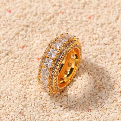 China Hiphop hiphop micro inlaid five rows full zircon iced out hop fashionable men's gemstone ring hip round stirrer rings for sale