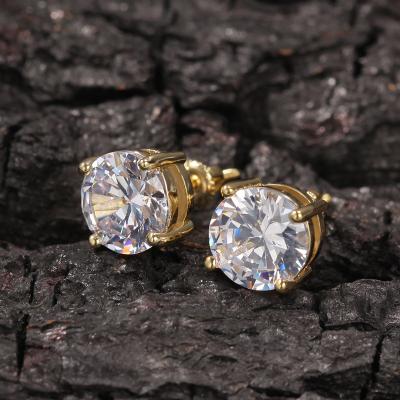 China Hiphop INS Classic Round Big Zircon Moissanite Hip Hop Hypoallergenic Sterling Silver Circle Earrings 925 Silver Needle Earrings for sale