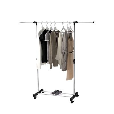 China Movable Hanger Vertical Space Saving Rack Plastic Folding Drying Clothes Rack Double Pole Cloth Rack for sale