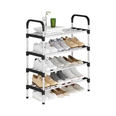 China (Size)Adjustable Lightweight 4-Tier Shoe Shelf Storage Organizer For Single Entryway Multi-Layer Assembly Small Shoe Rack for sale