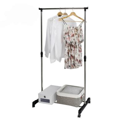 China Space Saving Single Pole Double Garment Rack Hanging Mobile Clothes Dryer Rack Hanger Rack for sale